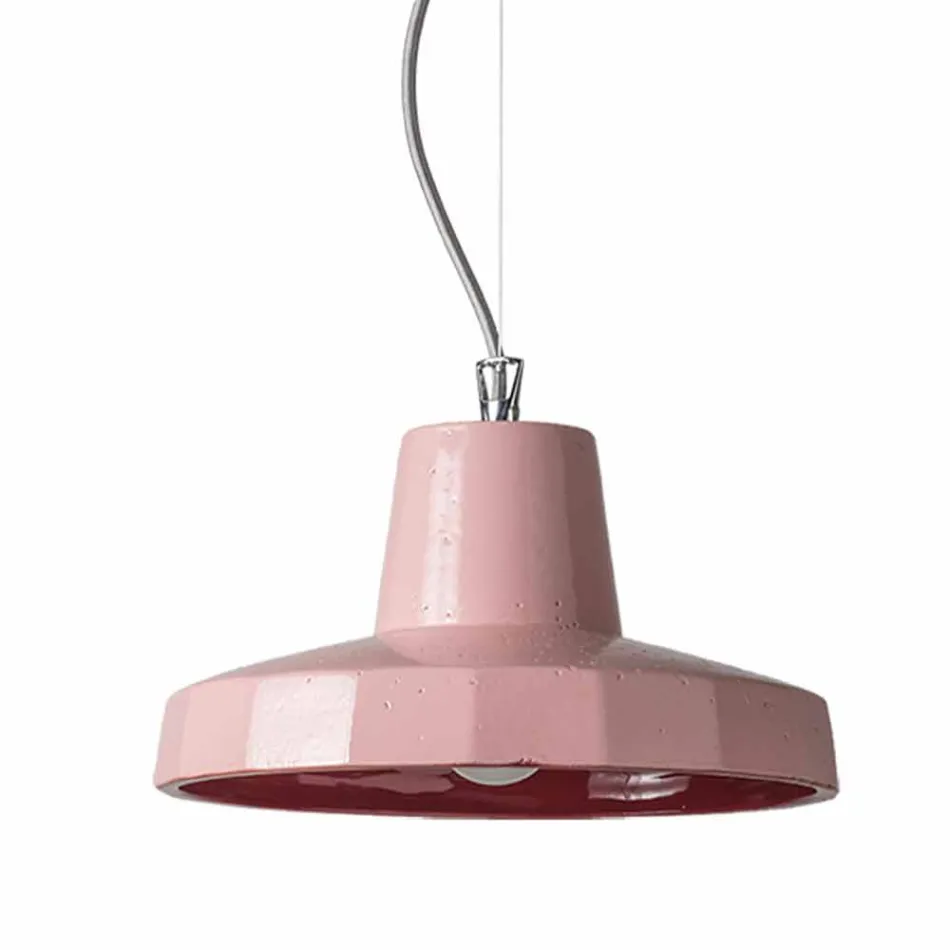 Lampe à suspension de 30 cm en laiton et majolique de Toscane, Rossi Toscot Viadurini