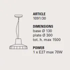 Lampe à suspension de 30 cm en laiton et majolique de Toscane, Rossi Toscot Viadurini