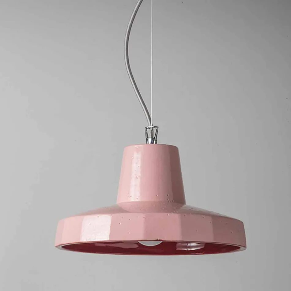 Lampe à suspension de 30 cm en laiton et majolique de Toscane, Rossi Toscot Viadurini