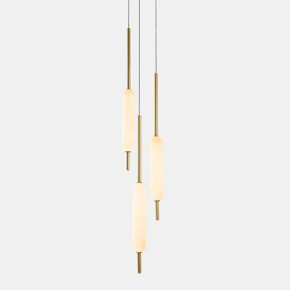 Lampe Suspendue avec 1, 3 ou 6 Lumières en Laiton Design Moderne - Typha par Il Fanale Viadurini