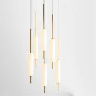 Lampe Suspendue avec 1, 3 ou 6 Lumières en Laiton Design Moderne - Typha par Il Fanale Viadurini