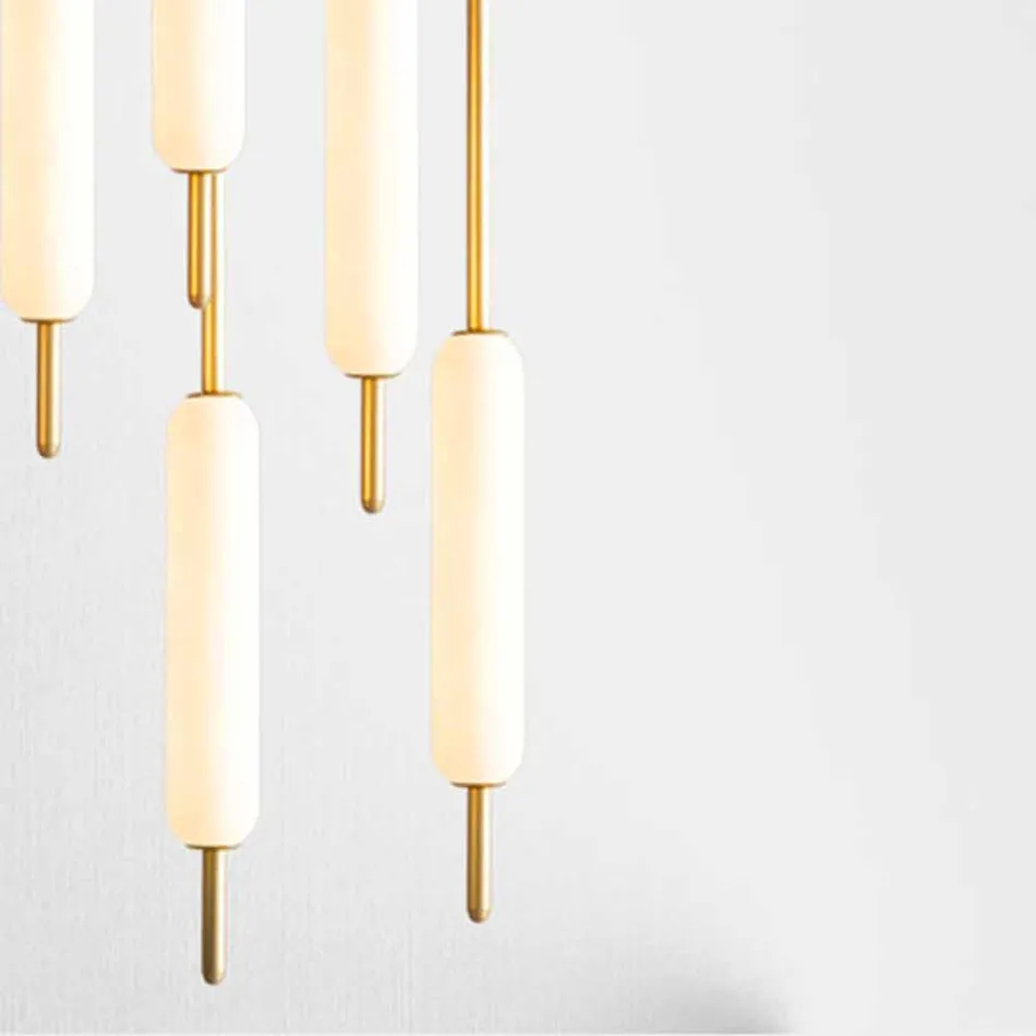 Lampe Suspendue avec 1, 3 ou 6 Lumières en Laiton Design Moderne - Typha par Il Fanale Viadurini