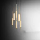 Lampe Suspendue avec 1, 3 ou 6 Lumières en Laiton Design Moderne - Typha par Il Fanale Viadurini