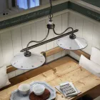 Lampe suspendue à 2 lumières en céramique peinte à la main et design en fer - Asti Viadurini