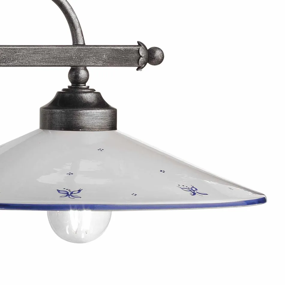 Lampe suspendue à 2 lumières en céramique peinte à la main et design en fer - Asti Viadurini