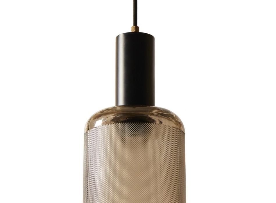 Lampe LED Suspendue en Aluminium et Verre Gris Made in Italy - Illumino Viadurini