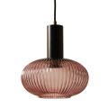 Lampe LED à Suspension en Aluminium Noir et Verre Rose Made in Italy - Zelo