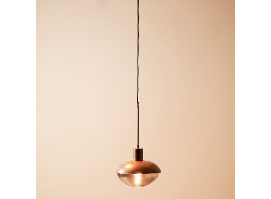 Lampe à Suspension LED Style Vintage en Laiton et Verre Fabriquée en Italie - Birgo Viadurini