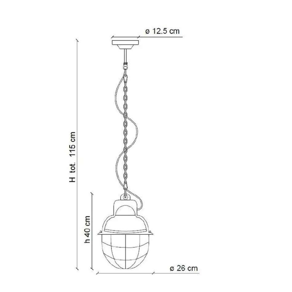 Suspension artisanale en fer et céramique avec grille - Industriel Viadurini