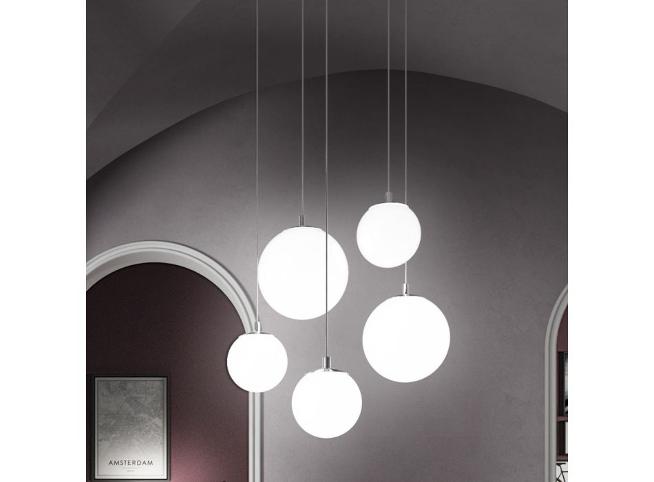 Lampe suspendue artisanale en verre de Venise blanc soufflé - Neige Viadurini