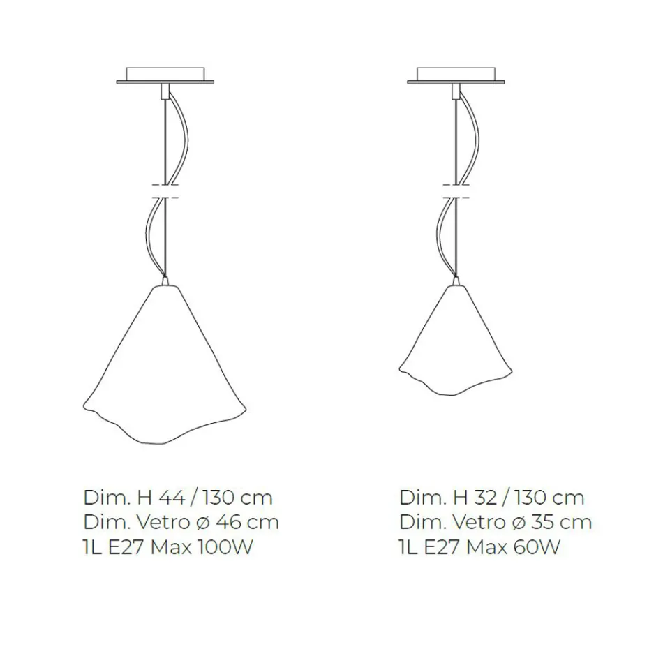 Lampe Suspendue Artisanale en Verre Vénitien Soufflé 35 46 cm - Mary Viadurini