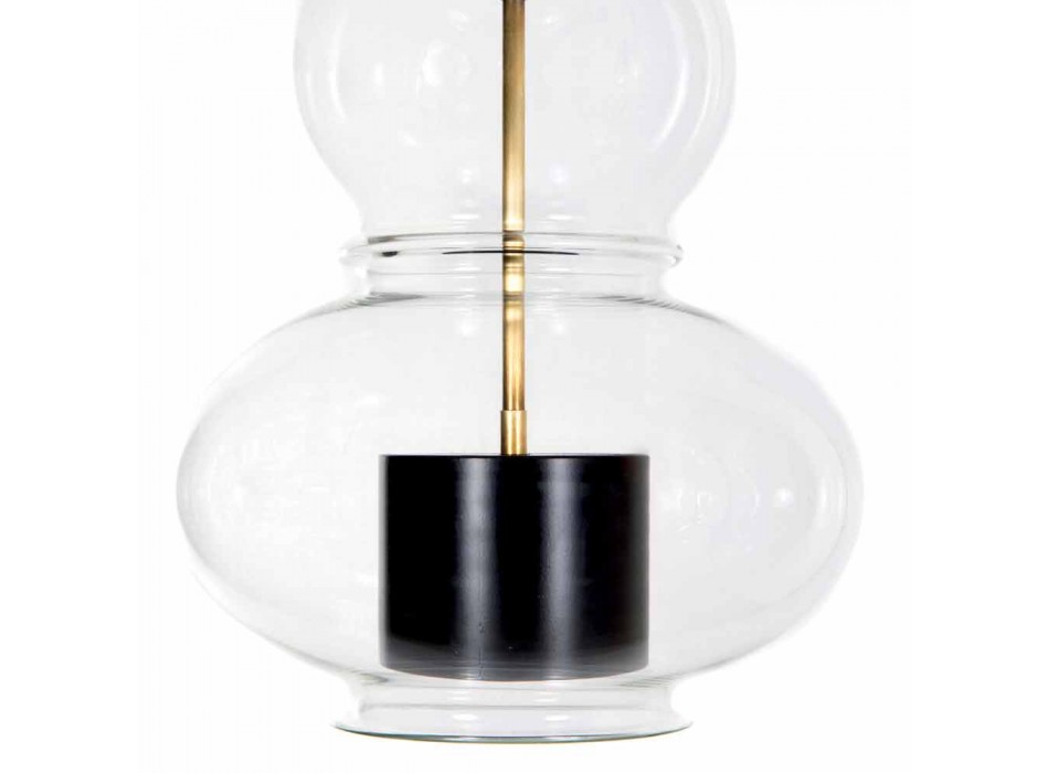 Lampe suspendue artisanale en verre soufflé et laiton Made in Italy - Vitrea Viadurini