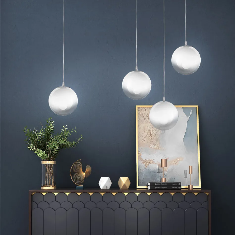 Lampe suspendue artisanale en verre soufflé vénitien - Nova Viadurini