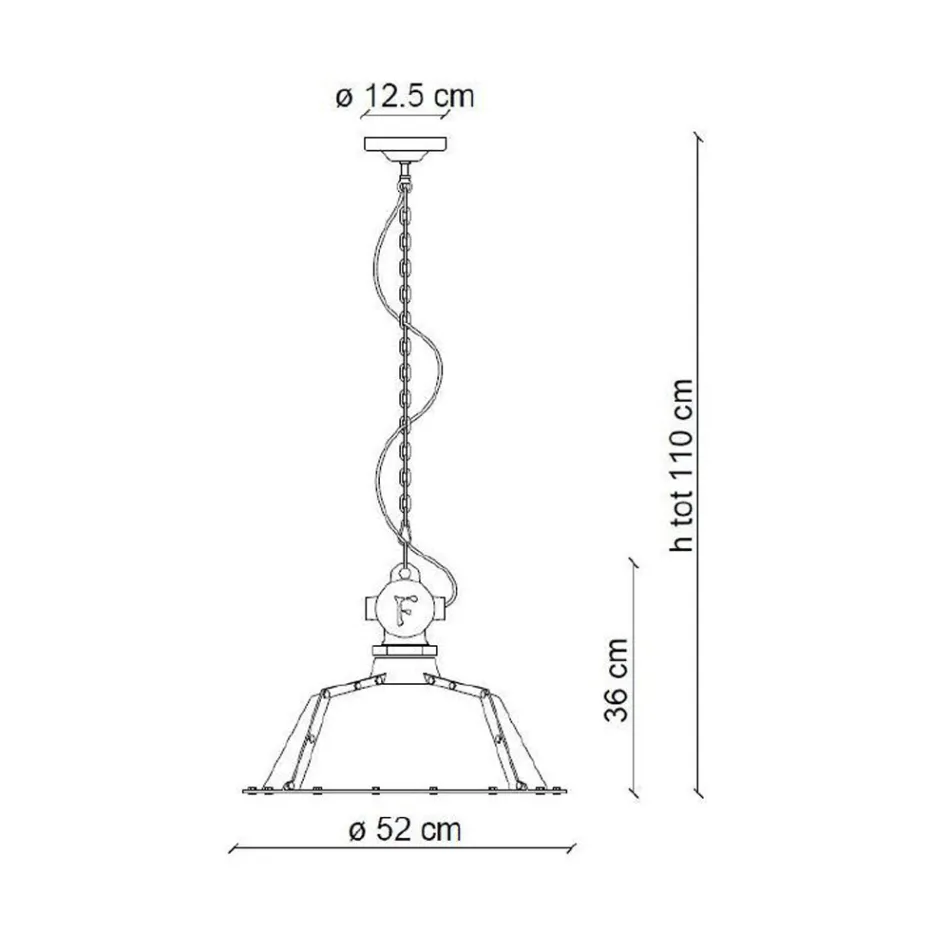 Lampe à Suspension Industrielle en Fer et Céramique - Industriel Viadurini