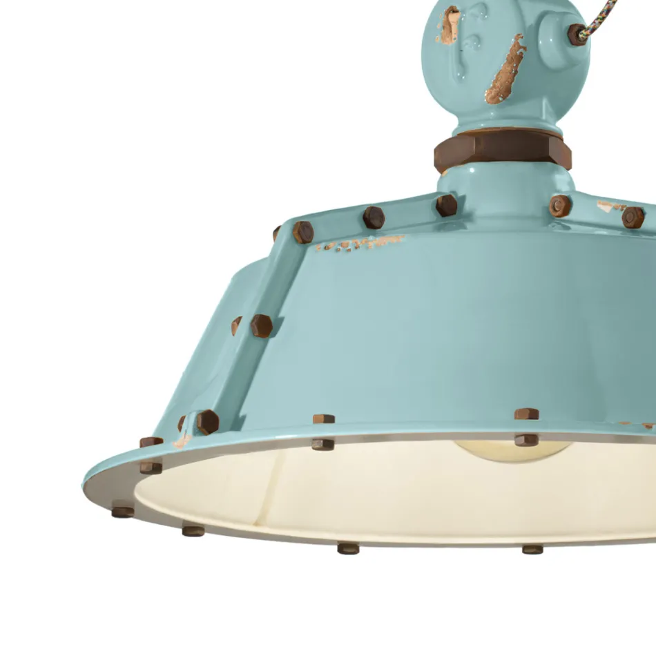 Suspension artisanale industrielle en fer et céramique - Industriel Viadurini