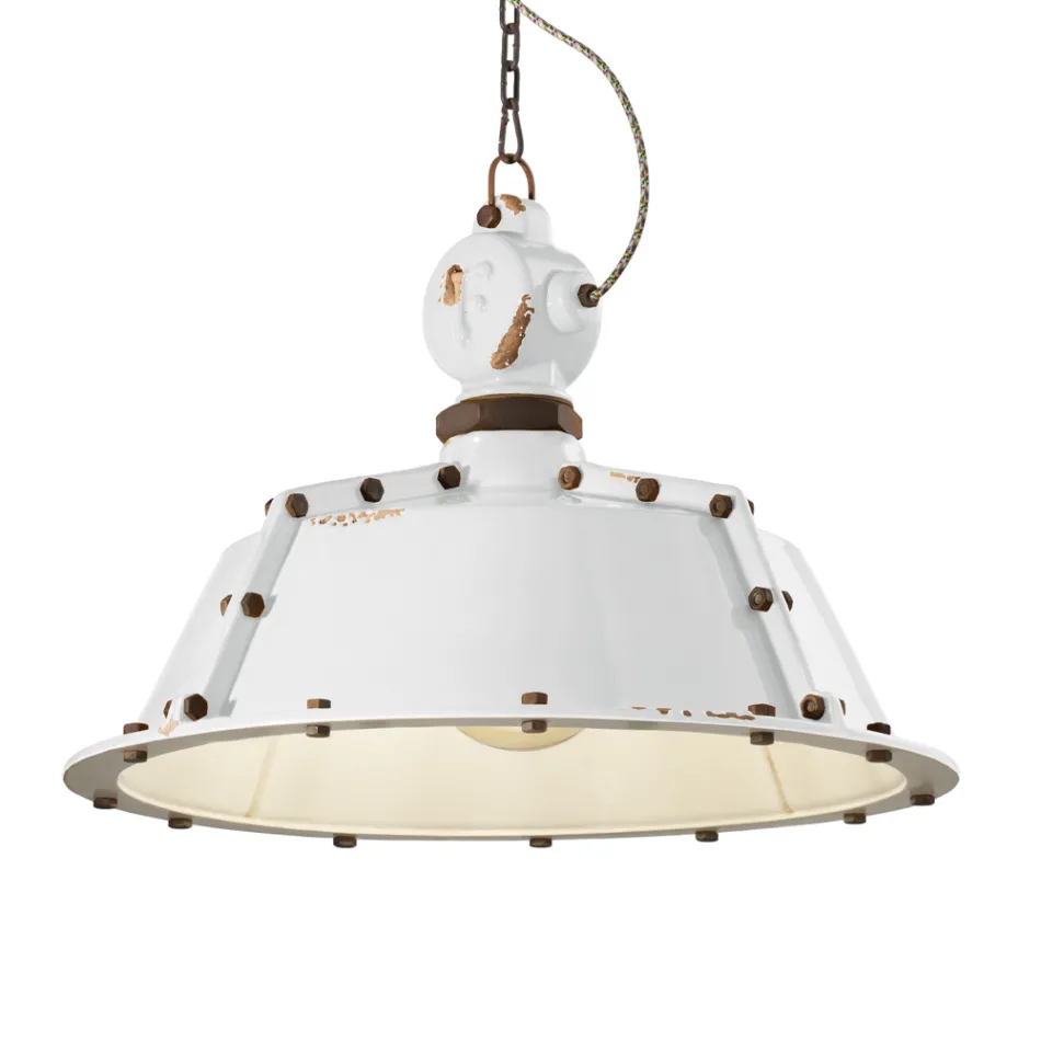 Suspension artisanale industrielle en fer et céramique - Industriel Viadurini