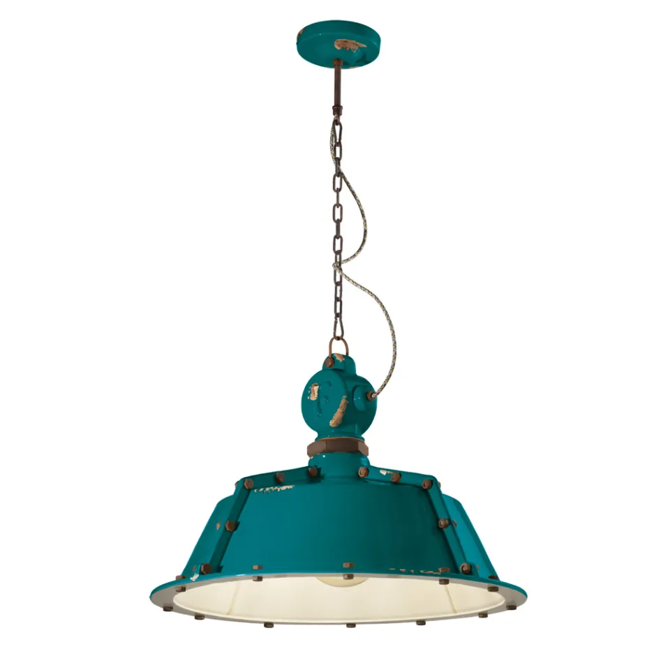 Suspension artisanale industrielle en fer et céramique - Industriel Viadurini