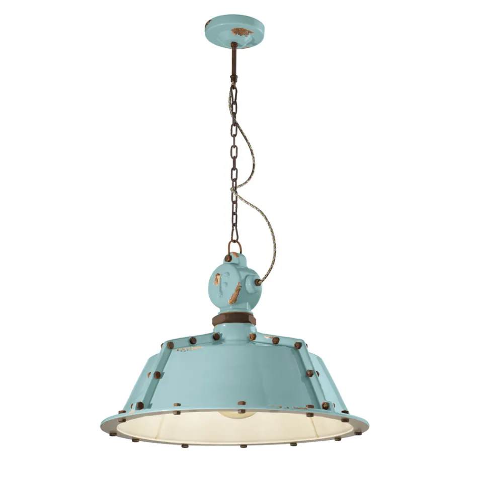 Suspension artisanale industrielle en fer et céramique - Industriel Viadurini