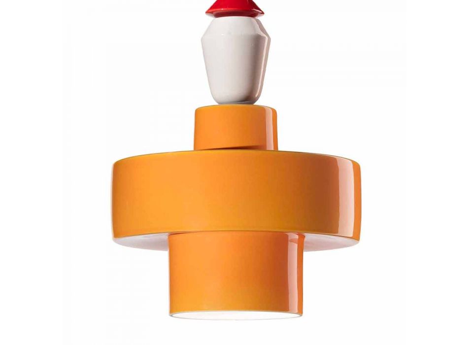 Lampe suspendue en céramique jaune ou verte rétro fabriquée en Italie - Ferroluce Lariat Viadurini