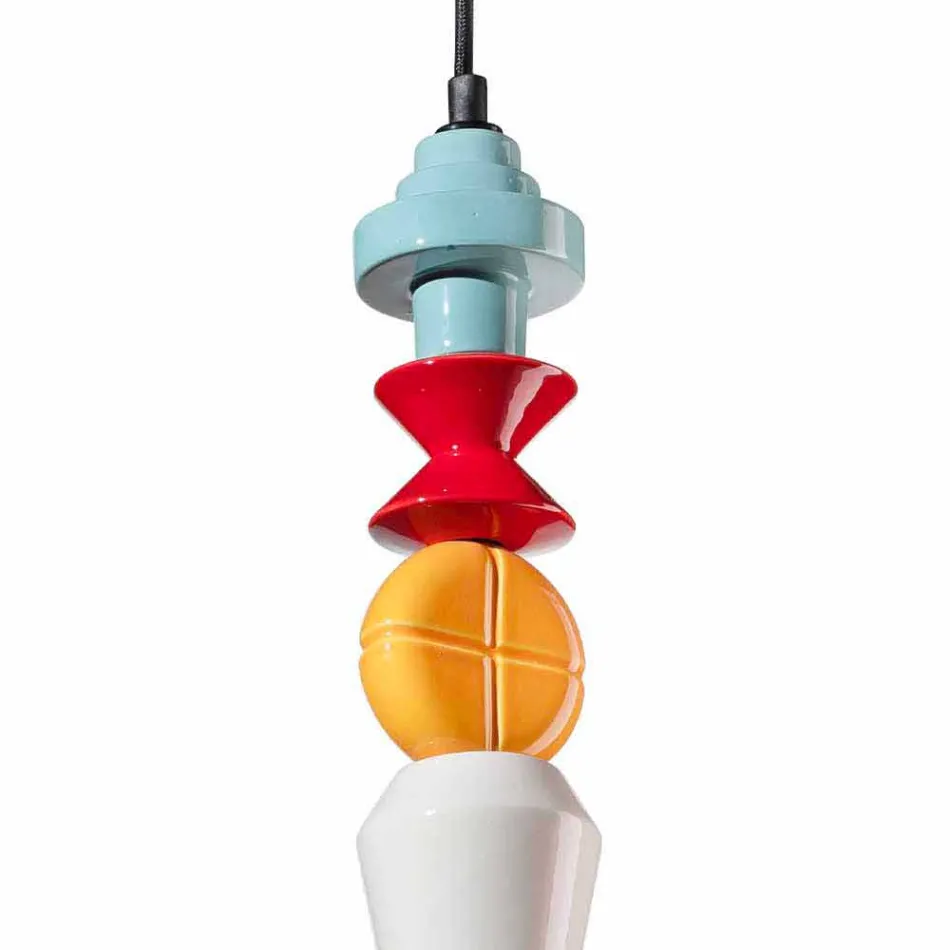 Lampe suspendue en céramique jaune ou verte rétro fabriquée en Italie - Ferroluce Lariat Viadurini