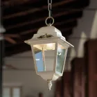 Lampe d'extérieur suspendue en aluminium blanc et décoration faite à la main - Gorizia Viadurini