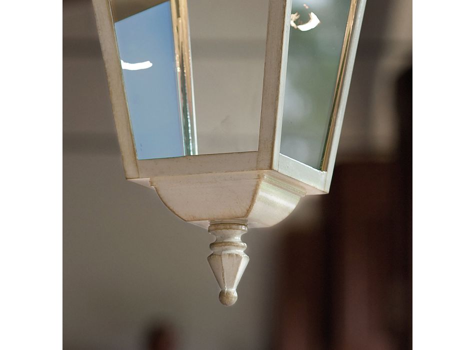 Lampe d'extérieur suspendue en aluminium blanc et décoration faite à la main - Gorizia Viadurini