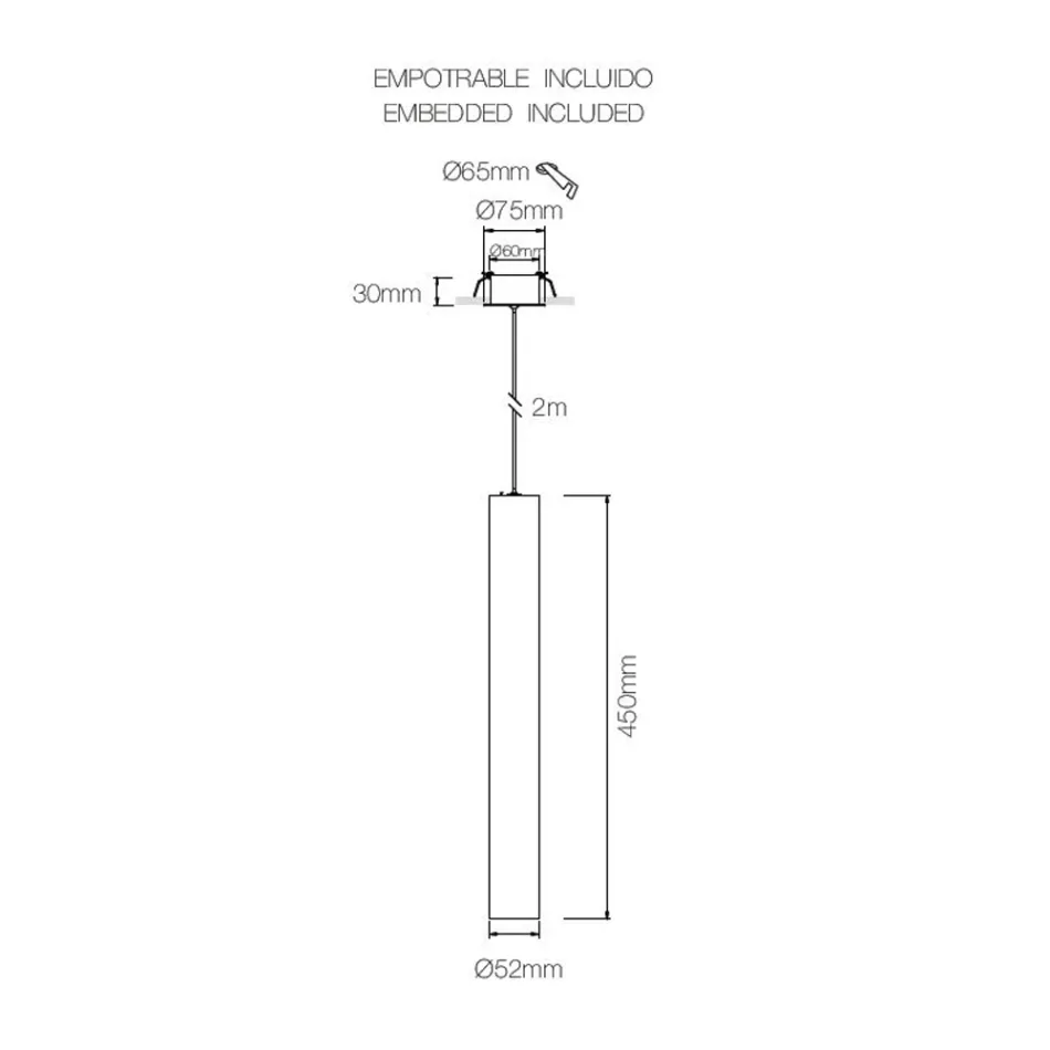 Lampe Encastrable Suspendue en Aluminium Blanc ou Noir, 2 Pièces - Rebolla Viadurini
