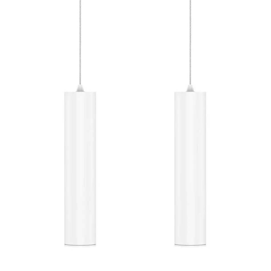 Lampe à Suspension Décorative en Aluminium Blanc ou Noir, 2 Pièces - Rebolla Viadurini