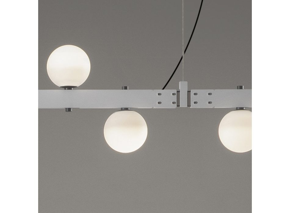 Lampe Suspendue Design Aluminium Blanc avec Sphères de Verre et Spots - Exodus Viadurini