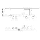 Lampe Suspendue Design Aluminium Blanc avec Sphères de Verre et Spots - Exodus Viadurini