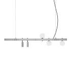 Lampe Suspendue Design Aluminium Blanc avec Sphères de Verre et Spots - Exodus Viadurini
