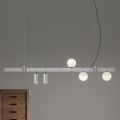 Lampe Suspendue Design Aluminium Blanc avec Sphères de Verre et Spots - Exodus