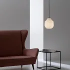 Lampe à Suspension Design Ronde en Verre Filigrane Blanc - Caravane Viadurini