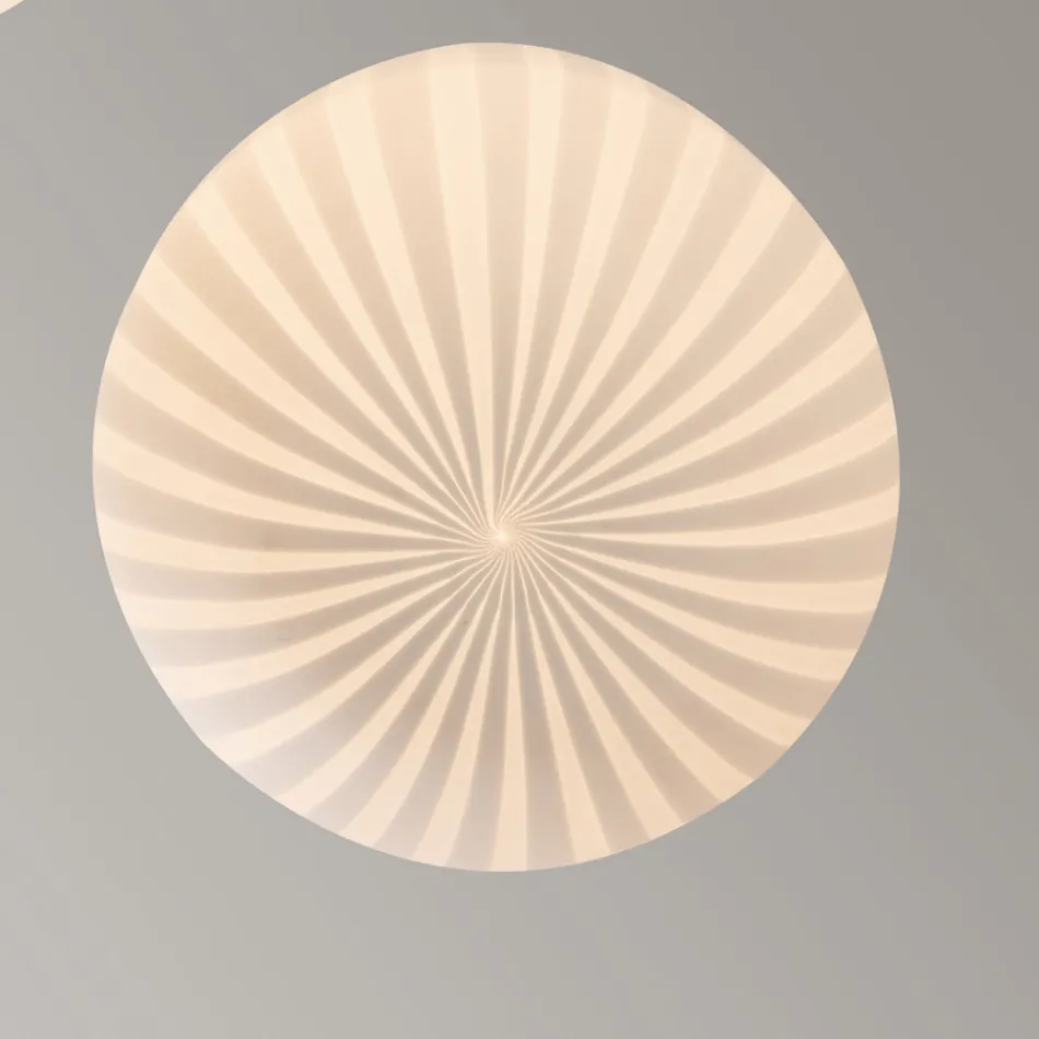 Lampe à Suspension Design Ronde en Verre Filigrane Blanc - Caravane Viadurini