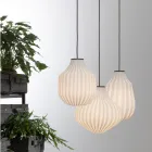 Lampe à Suspension Design Ronde en Verre Filigrane Blanc - Caravane Viadurini