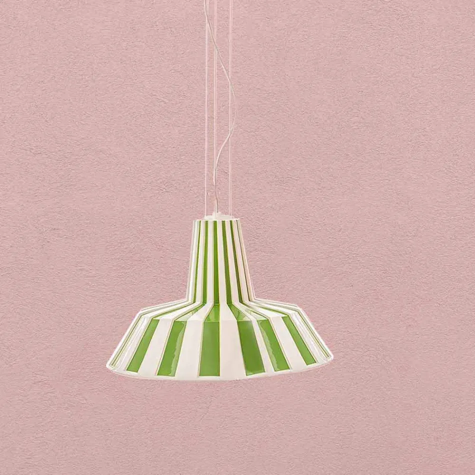 Lampe design suspendue en céramique rayée - Budin Viadurini