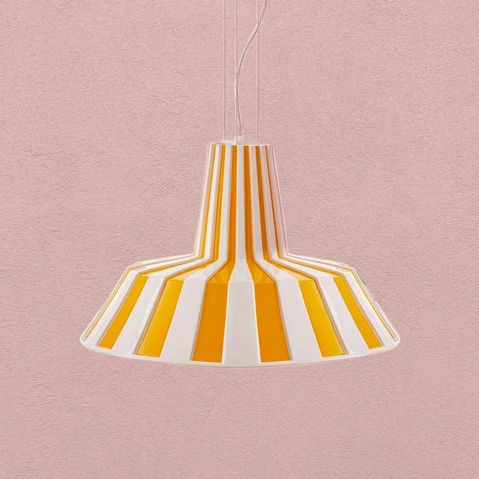 Lampe design suspendue en céramique rayée - Budin Viadurini