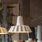 Lampe design suspendue en céramique rayée - Budin Viadurini