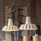 Lampe design suspendue en céramique rayée - Budin Viadurini
