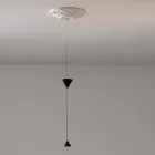Lampe Suspendue Design en Plâtre Blanc et Aluminium Noir 2 Cônes - Tesera Viadurini