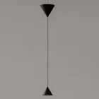 Lampe Suspendue Design en Plâtre Blanc et Aluminium Noir 2 Cônes - Tesera Viadurini