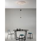 Lampe Suspendue Design en Plâtre Blanc et Aluminium Noir 2 Cônes - Tesera Viadurini
