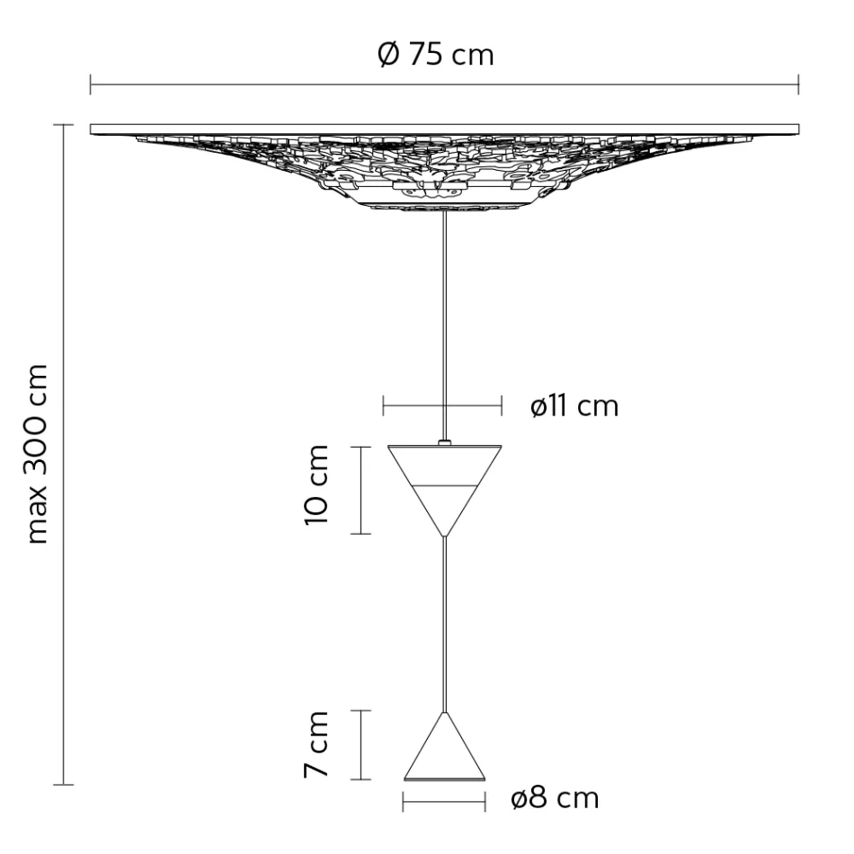 Lampe Suspendue Design en Plâtre Blanc et Aluminium Noir 2 Cônes - Tesera Viadurini