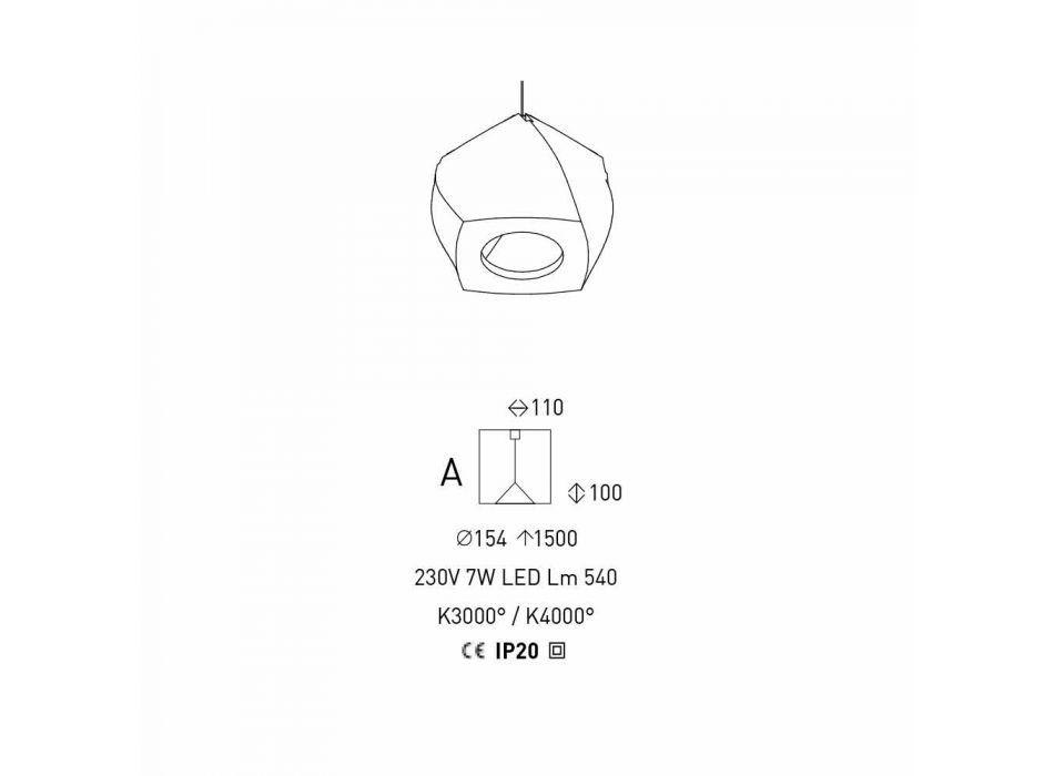 Lampe suspendue design en métal et résine blanche Made in Italy - Pékin Viadurini
