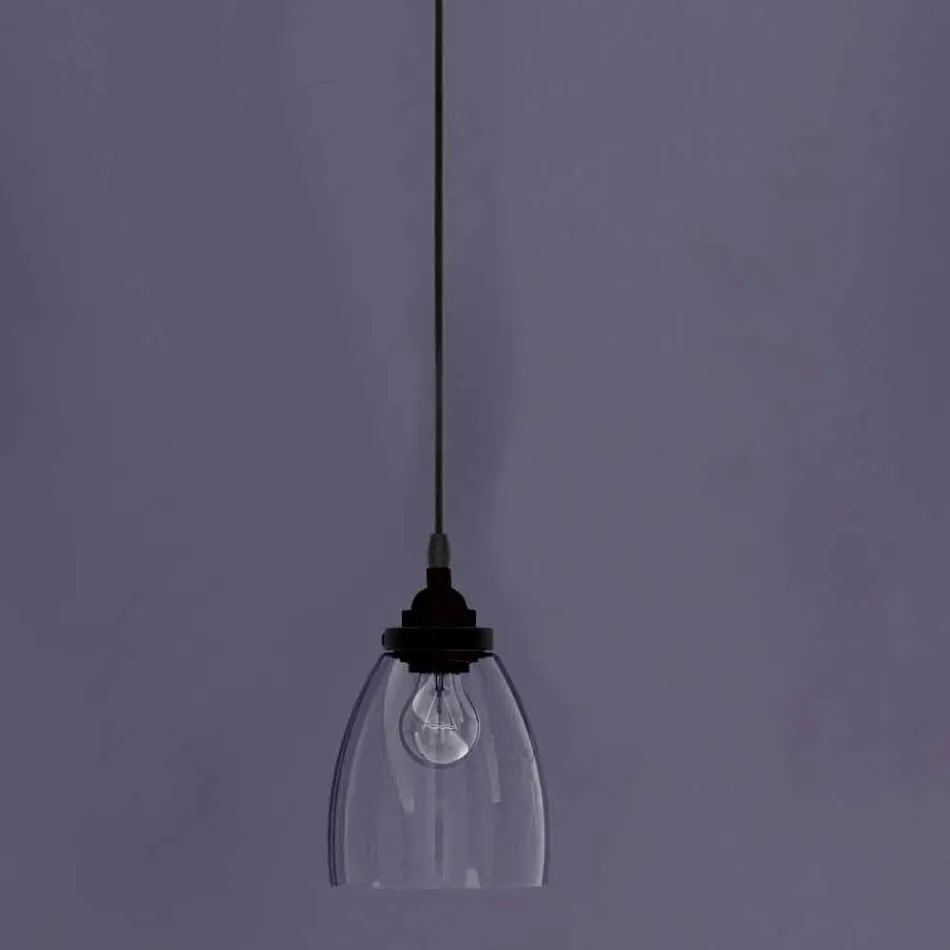 Lampe suspendue design en métal et verre transparent Made in Italy - Clizia Viadurini