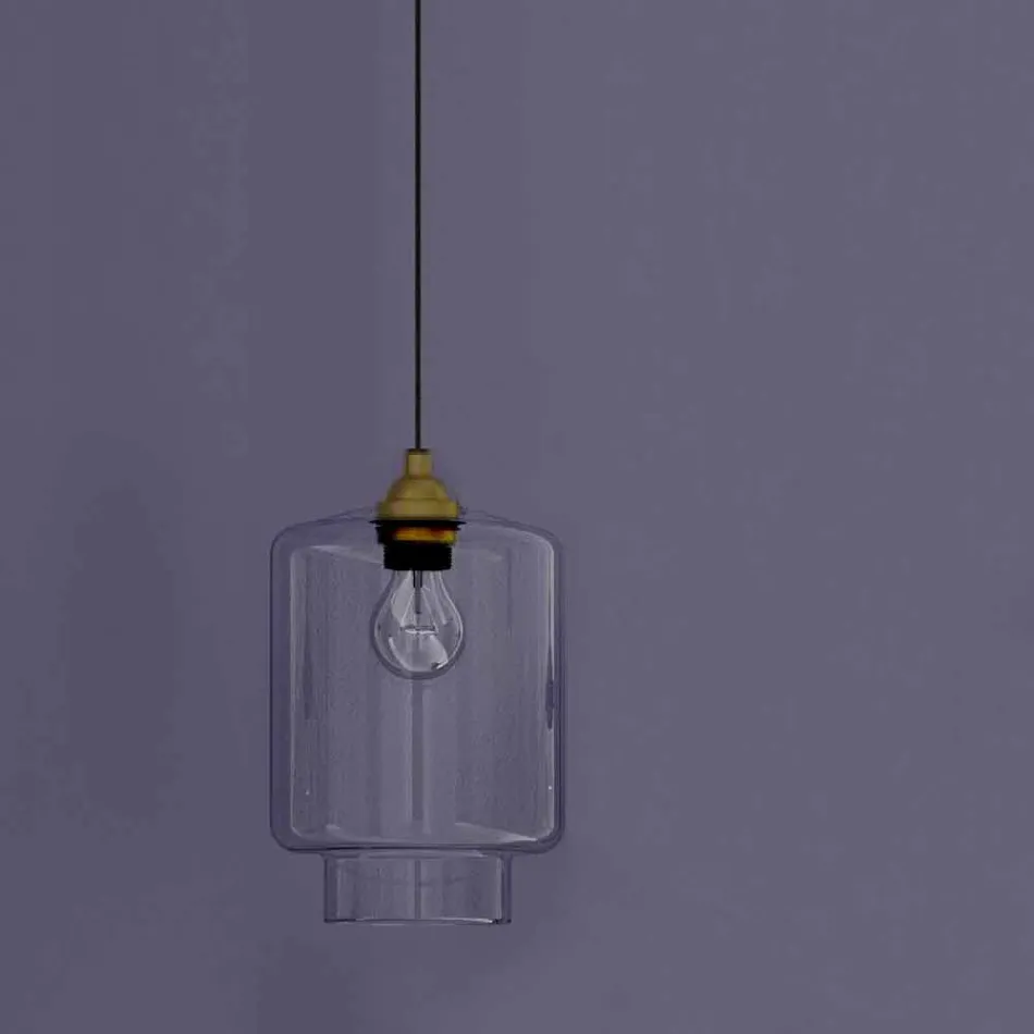 Lampe suspendue design en métal et verre transparent Made in Italy - Clizia Viadurini