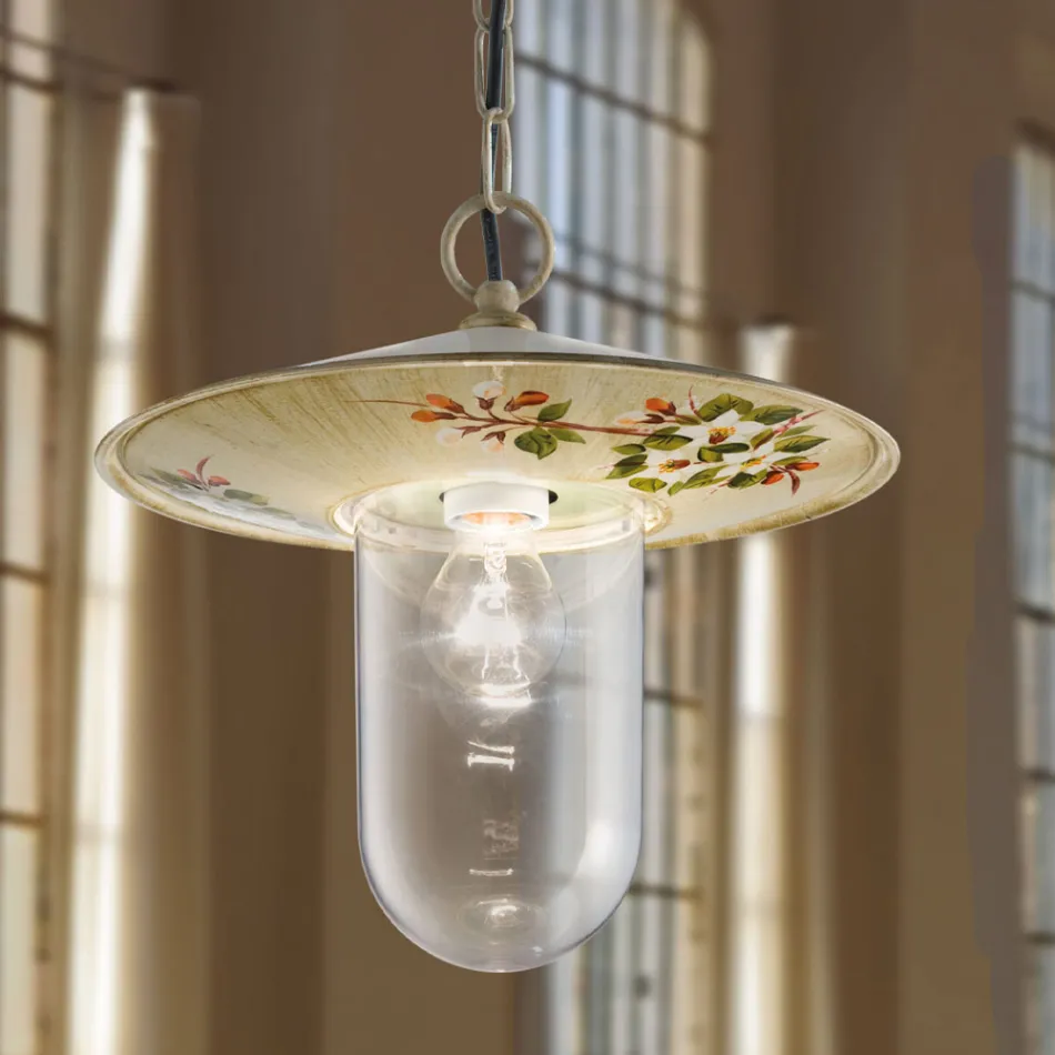 Lampe Suspendue d'Extérieur en Aluminium Décor de Fleurs Peintes à la Main - Gênes Viadurini