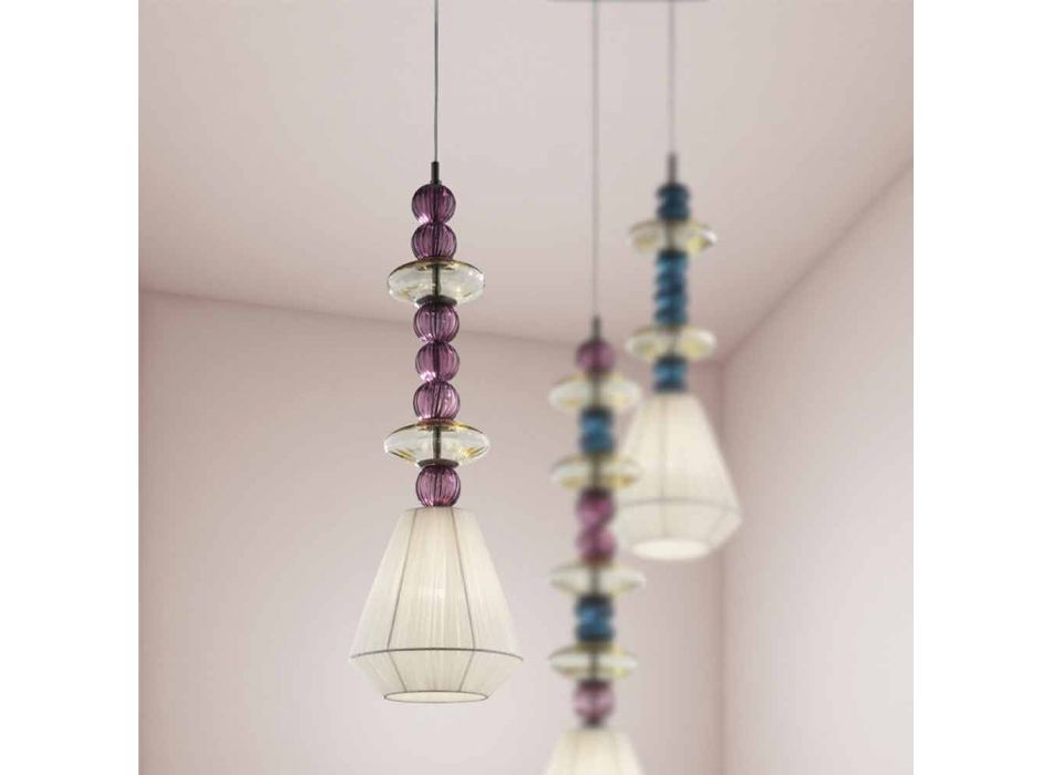 Lampe à suspension artisanale en verre de Venise, fabriquée en Italie - Amilia Viadurini