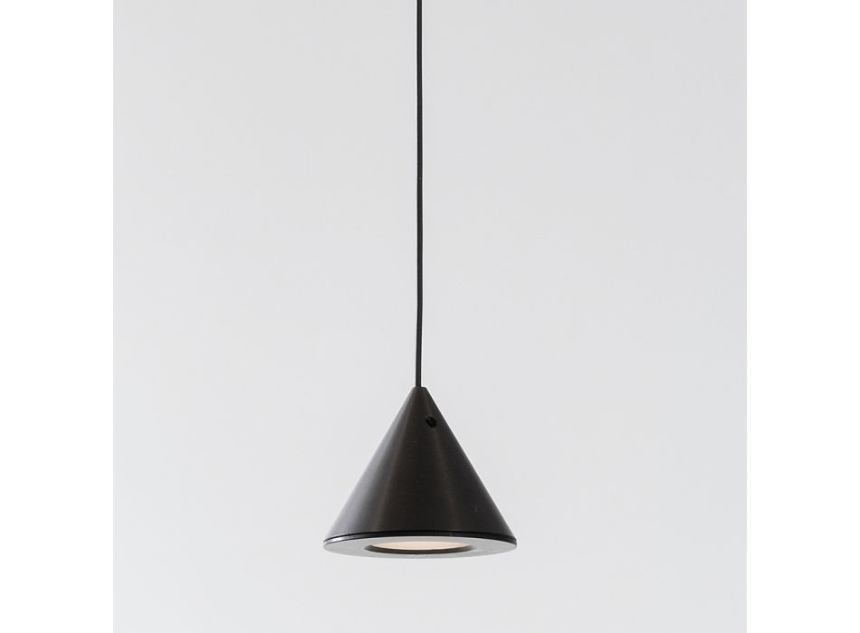 Lampe Suspendue Cône en Fil d'Aluminium Noir Petit Design Minimal - Mercado Viadurini
