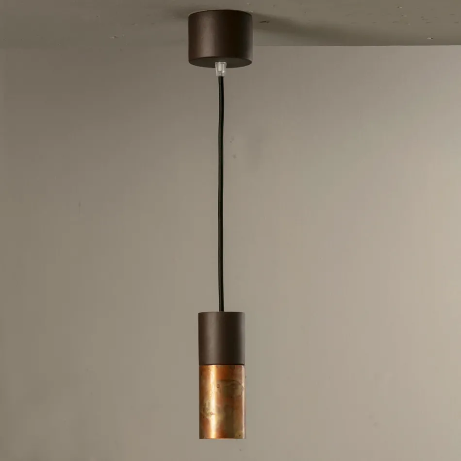 Lampe Suspendue en Céramique et Cuivre Fabriquée à la Main en Italie - Toscot Match Viadurini